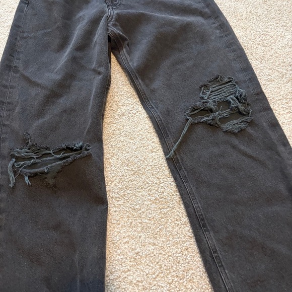 AGOLDE 90s Mid Rise Loose Jeans Womens 27 Black Distressed Straight Leg Grunge - Picture 3 of 9